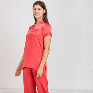 Plain Red satin Night suit Private Lives
