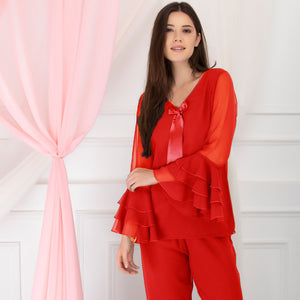 Red After-hours Chiffon Night Suit Private Lives