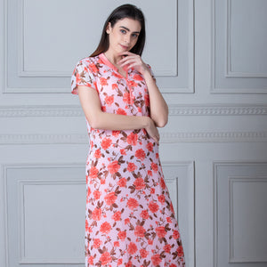 Printed Double chiffon Nighty Peach Private Lives