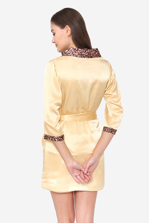 Gold Satin Spaghetti, Shorts & Robe - Private Lives