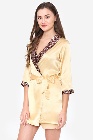 Gold Satin Spaghetti, Shorts & Robe - Private Lives