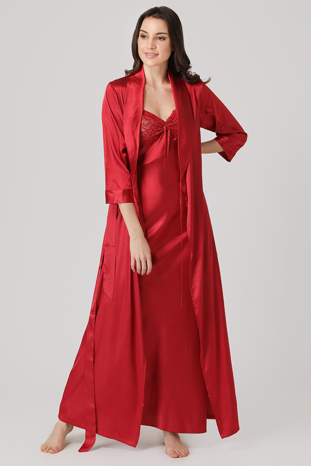 Fancy Nighty Gown Bridal Nighty Long Nighty Gown Satin Printed