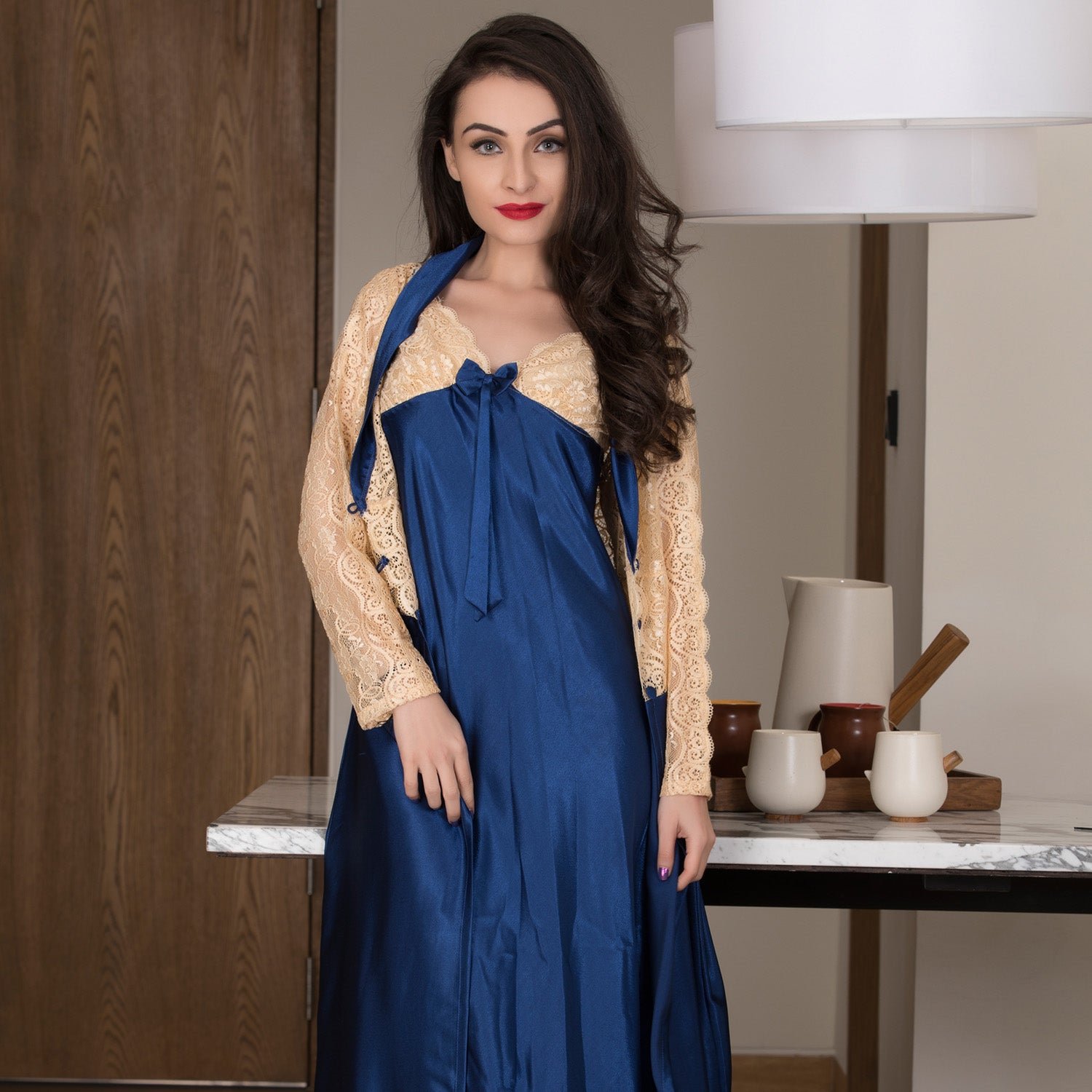 Nighty Robe Buy Blue Satin Long Nighty & Robe Nightgown Set By Private Lives