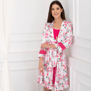 Print Satin Nightgown set Pink & White Private Lives