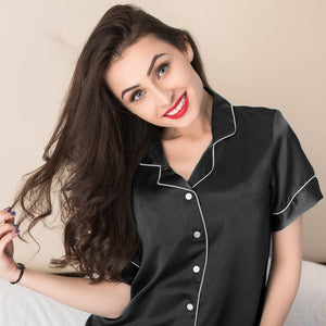 Black After-hours Luxe Satin Night Suit Private Lives