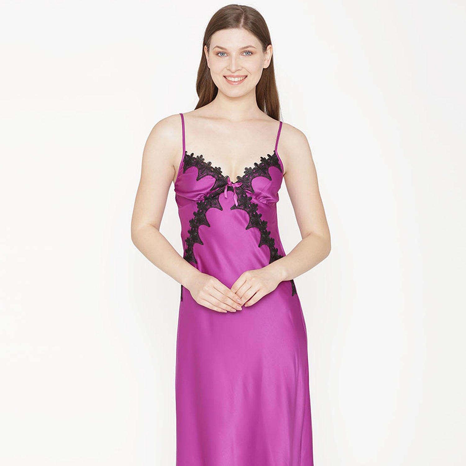 Private Lives Purple Satin Strap Nighty Private Lives