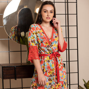 Print Chiffon Short Nightgown set Private Lives
