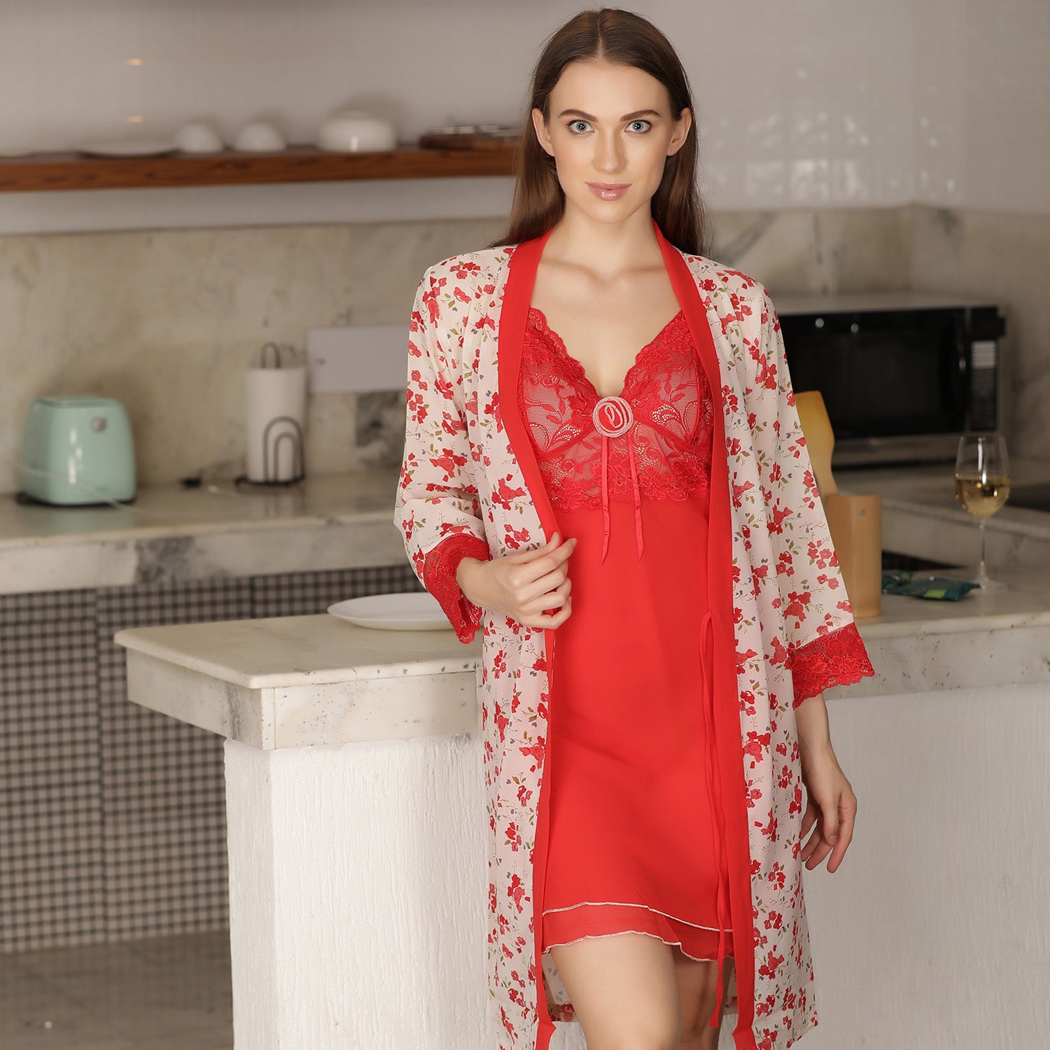 Amazon.com: STJDM Nightgown,Full Sleeve Women's Satin lace Patchwork Hollow  Out Sexy Robe Gown Sets Nightdress Bathrobe Nighties M redset : Clothing,  Shoes & Jewelry
