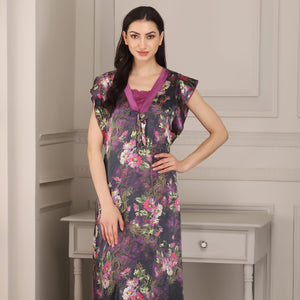 Digital Print Satin Nighty Purple Private Lives