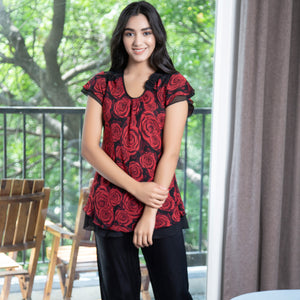 Double chiffon top & Satin pj Night suit Private Lives