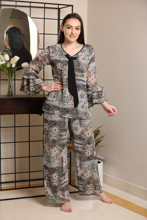 Ruffle sleeve double chiffon Night suit Private Lives