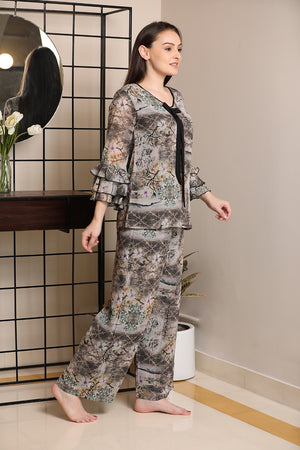 Ruffle sleeve double chiffon Night suit Private Lives