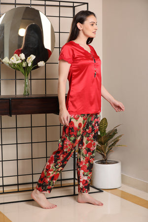 Floral print Satin Night suit Private Lives