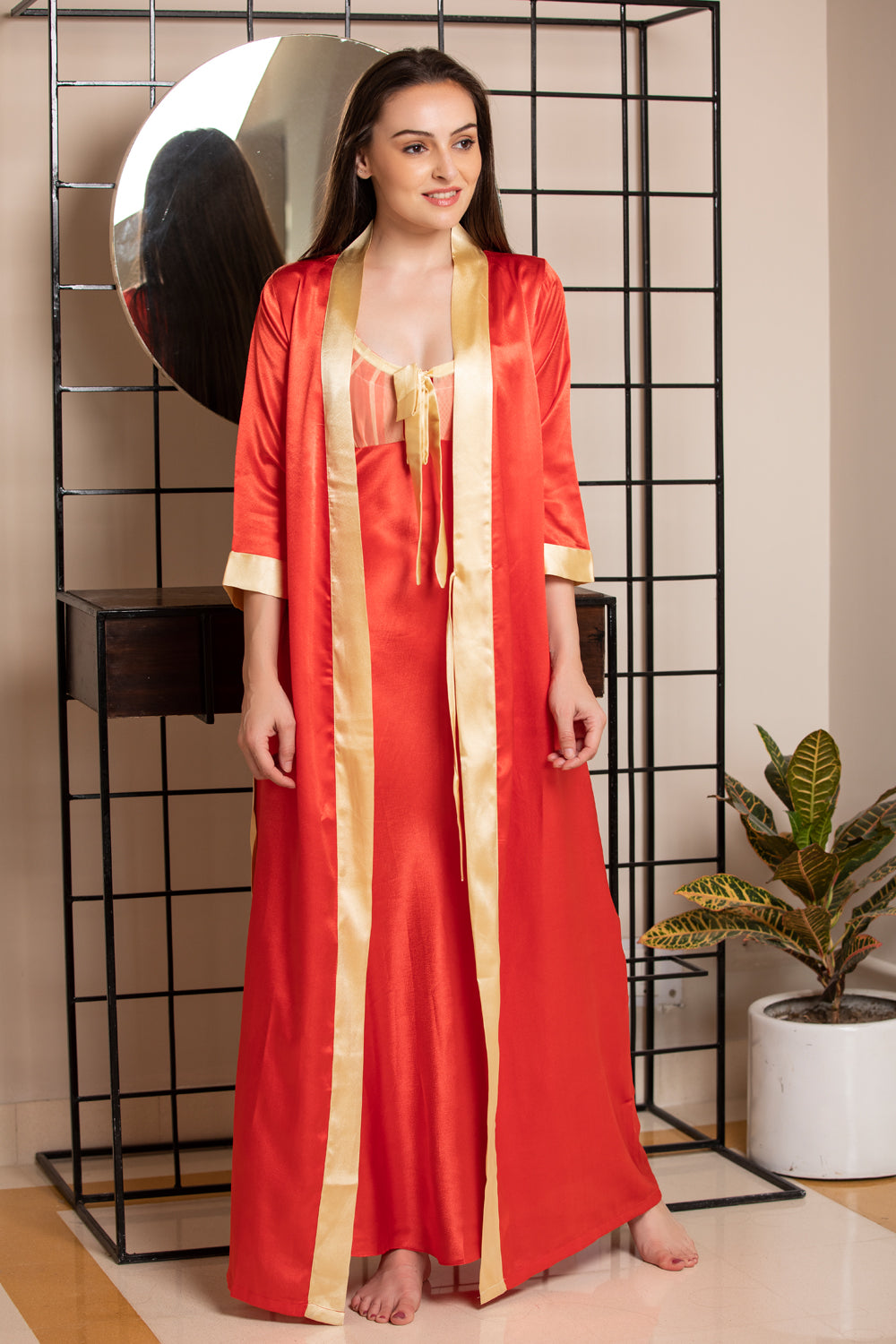 Red Satin Nightgown set - Private Lives