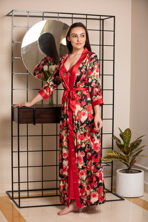 Digital print satin Nightgown set Private Lives