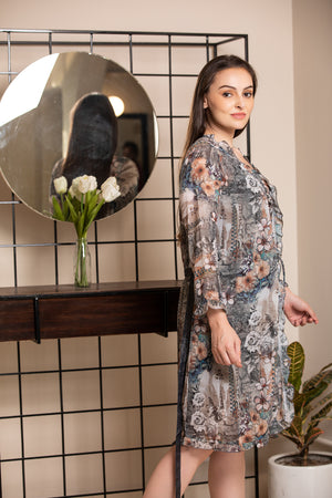 Digital print chiffon Nighty & Robe Nightgown set Private Lives