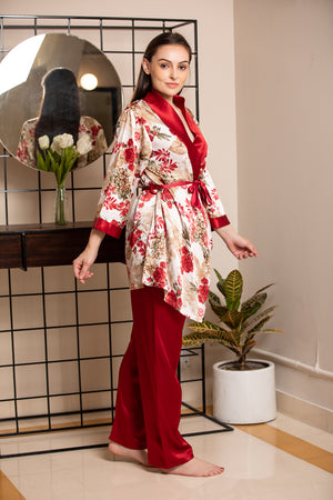 Strap Night suit with Print Robe Private Lives