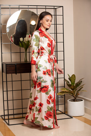 Satin Nighty & Digital print robe Nightgown set Private Lives