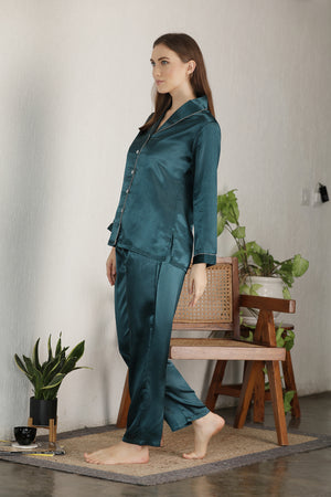Emerald Green Button Down Night suit Private Lives