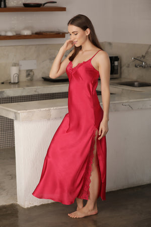 Say hello to bed-time glamour in this gorgeous satin straps nighty Private Lives