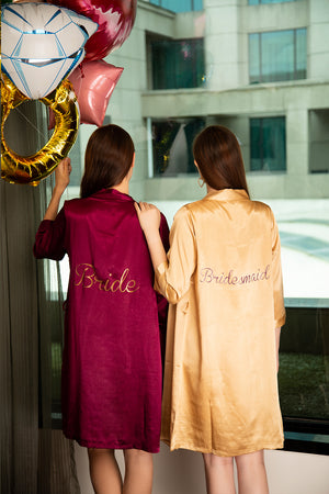 Bridemaid Robe in Satin Gold Color Private Lives