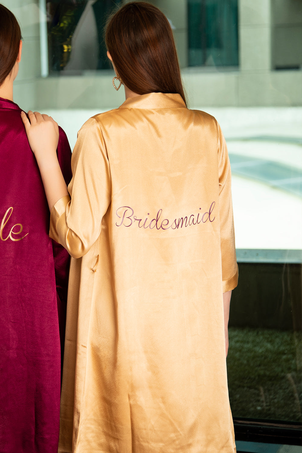 Bridemaid Robe in Satin Gold Color Private Lives