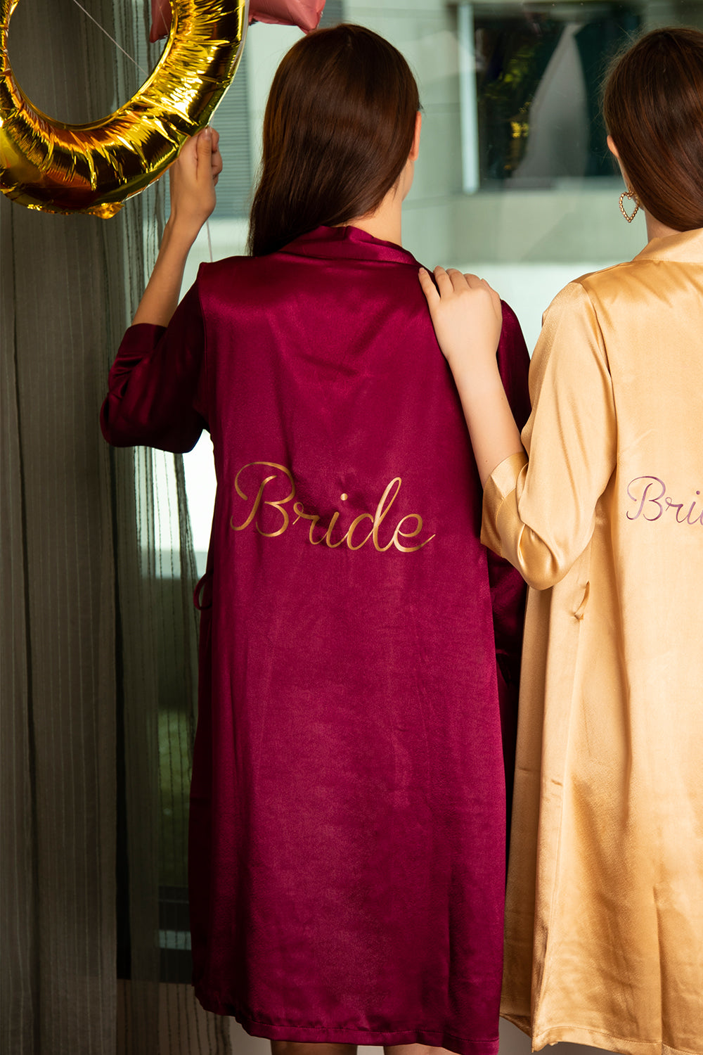 Bride Robe in Satin Wine Color Private Lives