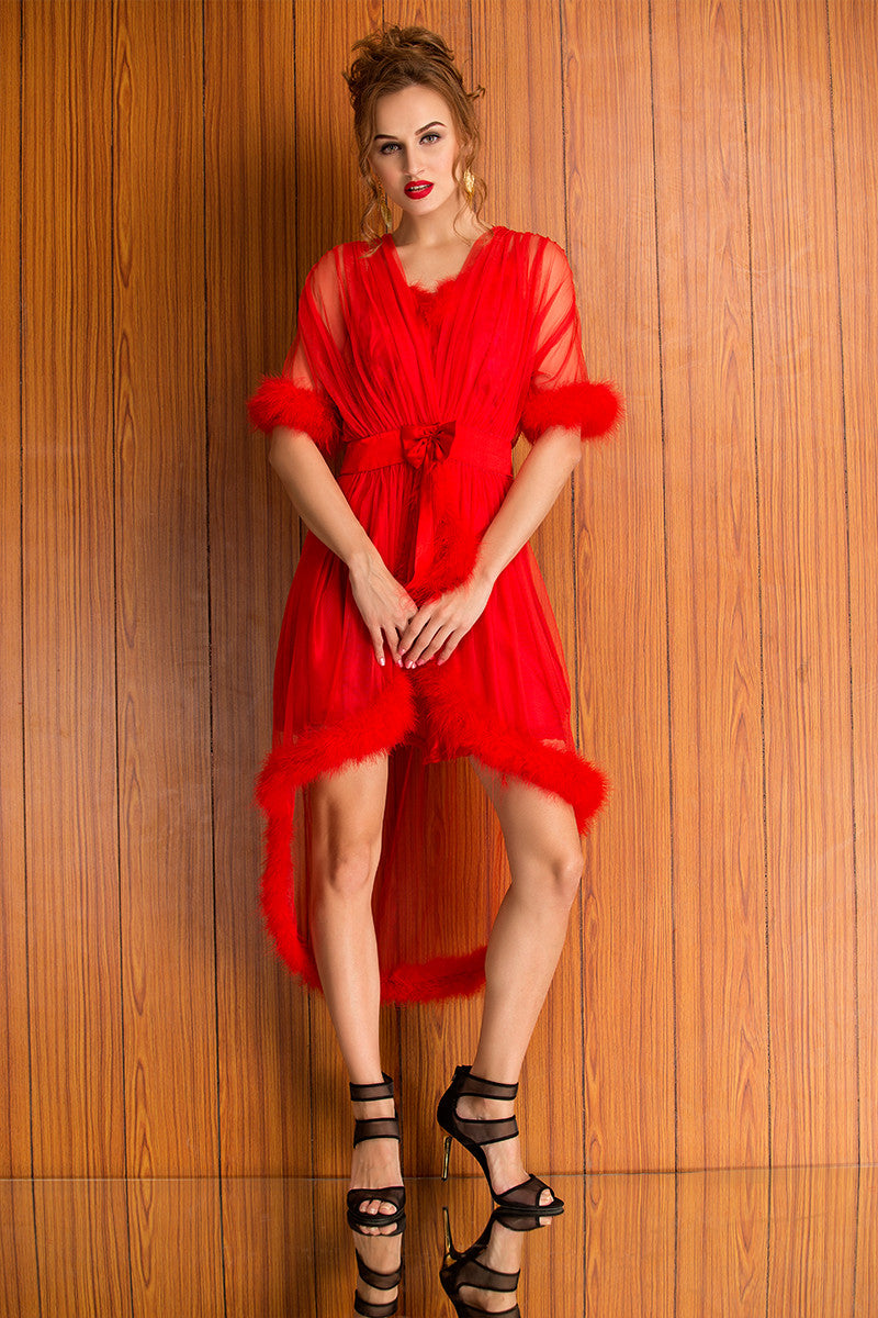 Red Satin & Net 2Pcs Set - Private Lives