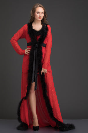 Red Satin & Net 2Pcs Set - Private Lives