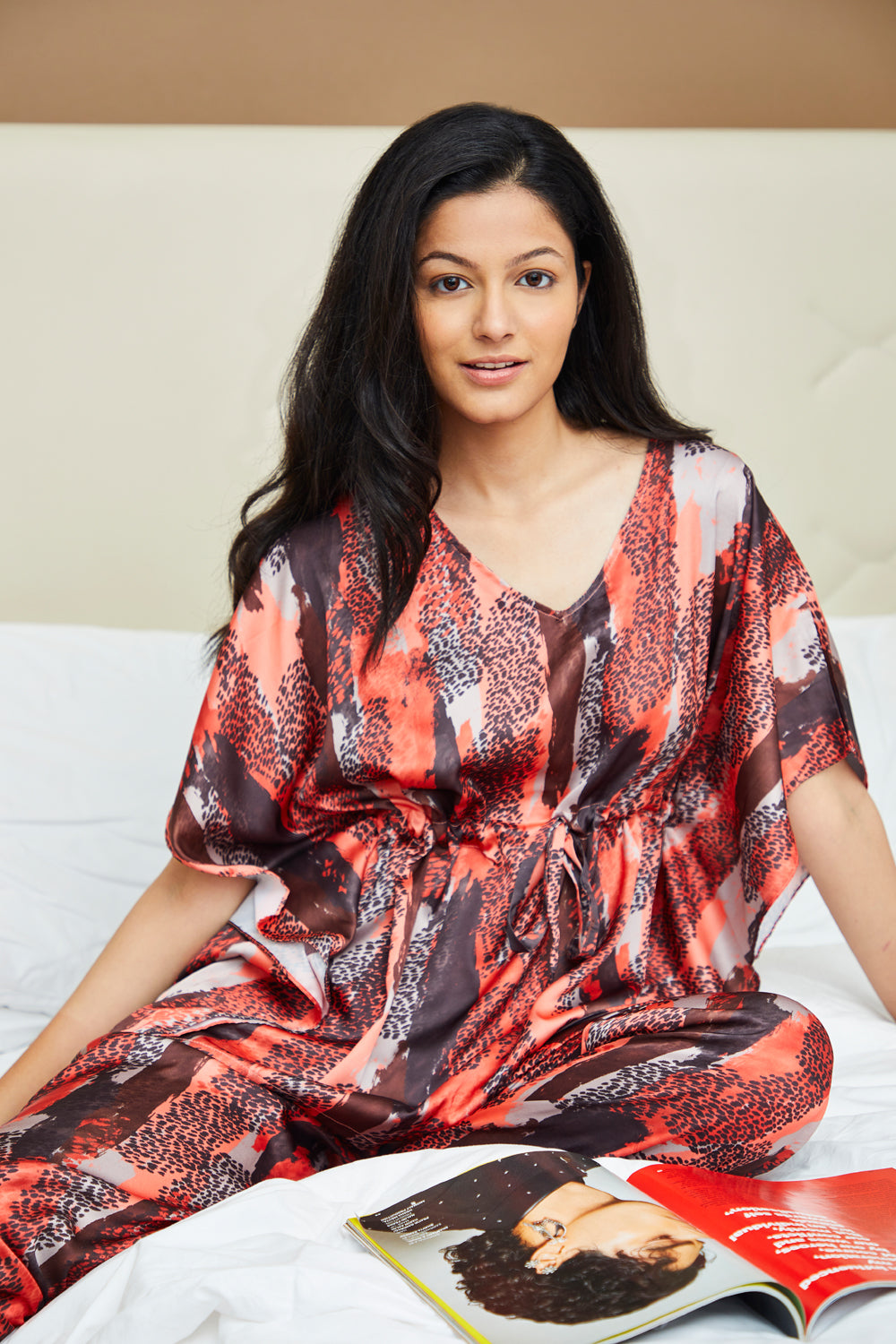 Printed Satin Kaftan style Night suit Private Lives