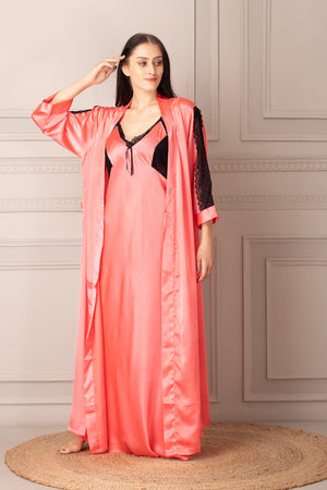 Long Nightgown set in Plain Satin Private Lives