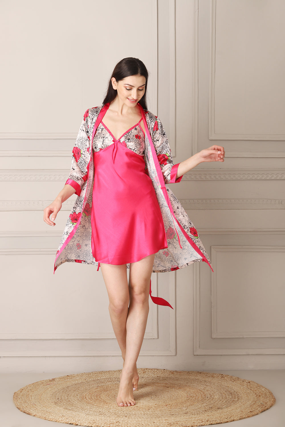 Printed Satin Short Nightgown set Private Lives