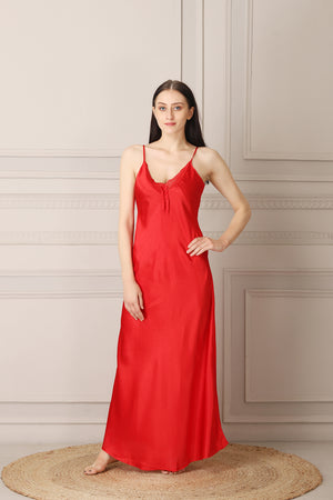 Red Satin Nighty & Print Robe Nightgown set Private Lives