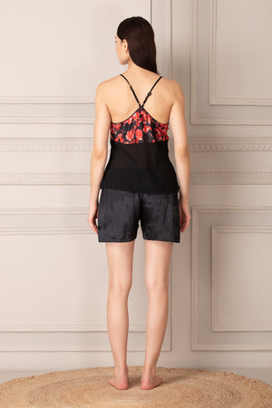 Black Satin Strap top, Shorts & Robe Private Lives