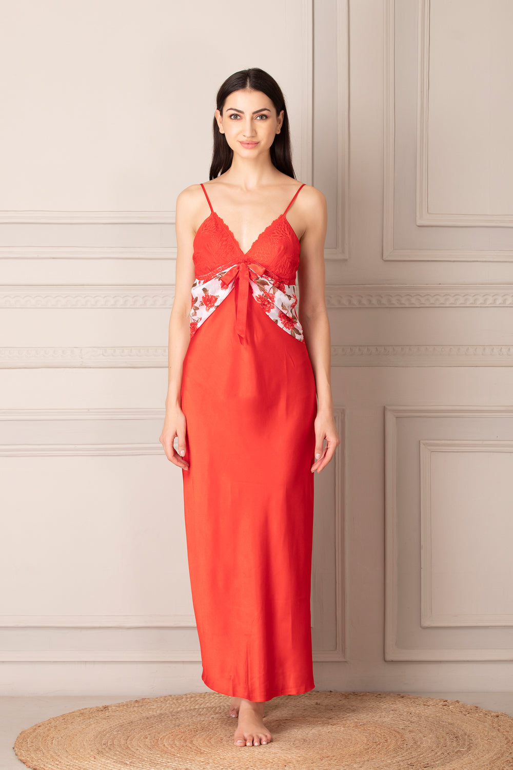 Print Satin Long Nightgown set Private Lives