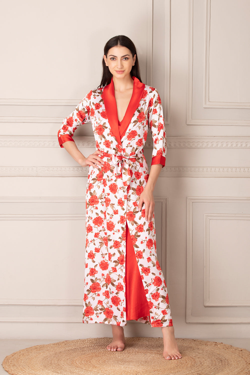 Print Satin Long Nightgown set Private Lives