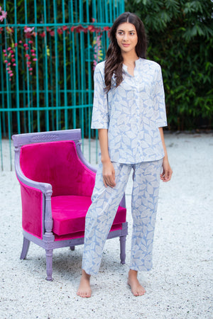 Pure cotton Button down Nightsuit Private Lives