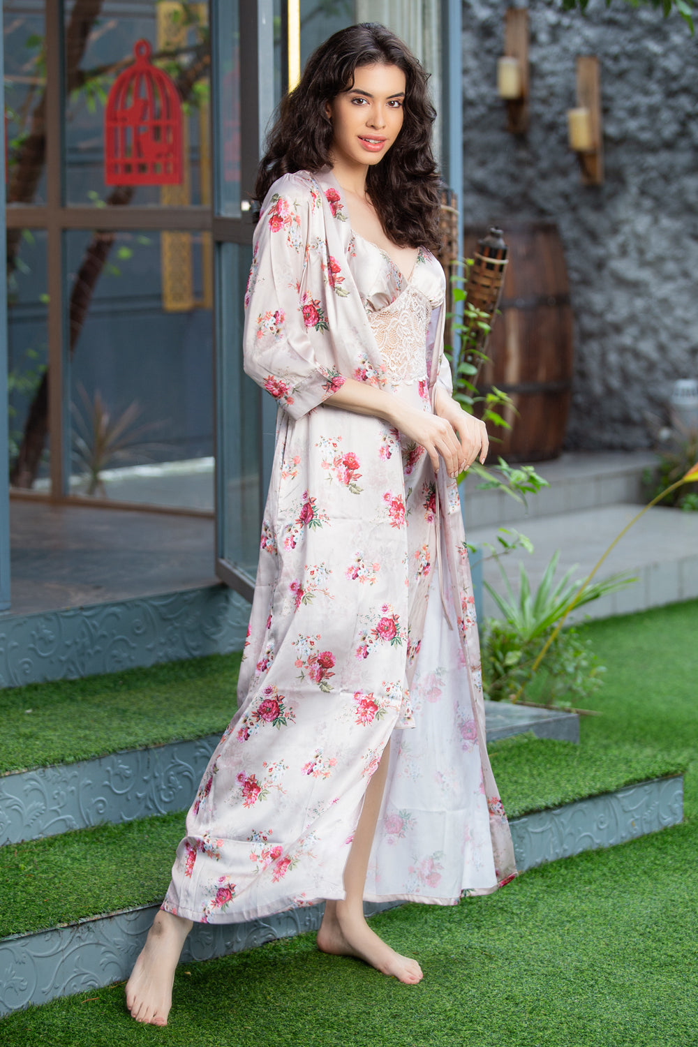 Floral Satin Nightgown set Private Lives