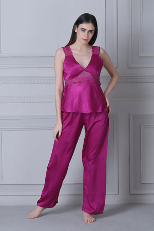 Satin Night suit with robe Private Lives
