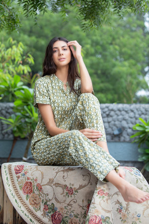 Pure Cotton Button Down Nightsuit Private Lives