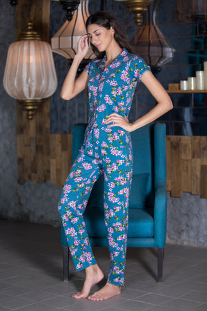 Floral Hosiery Classic collar Nightsuit Private Lives