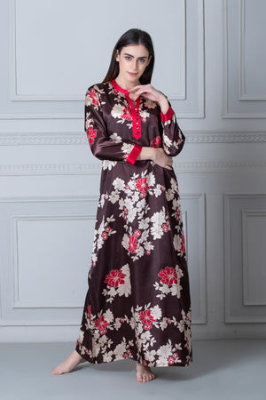 Printed Satin Full sleeve Nighty Private Lives