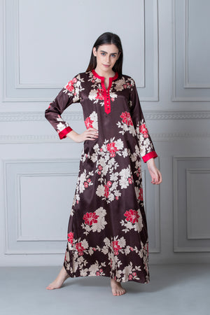 Printed Satin Full sleeve Nighty Private Lives