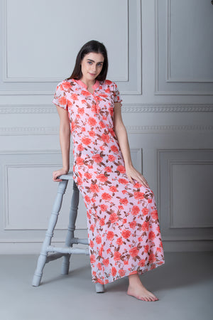 Printed Double chiffon Nighty Peach Private Lives