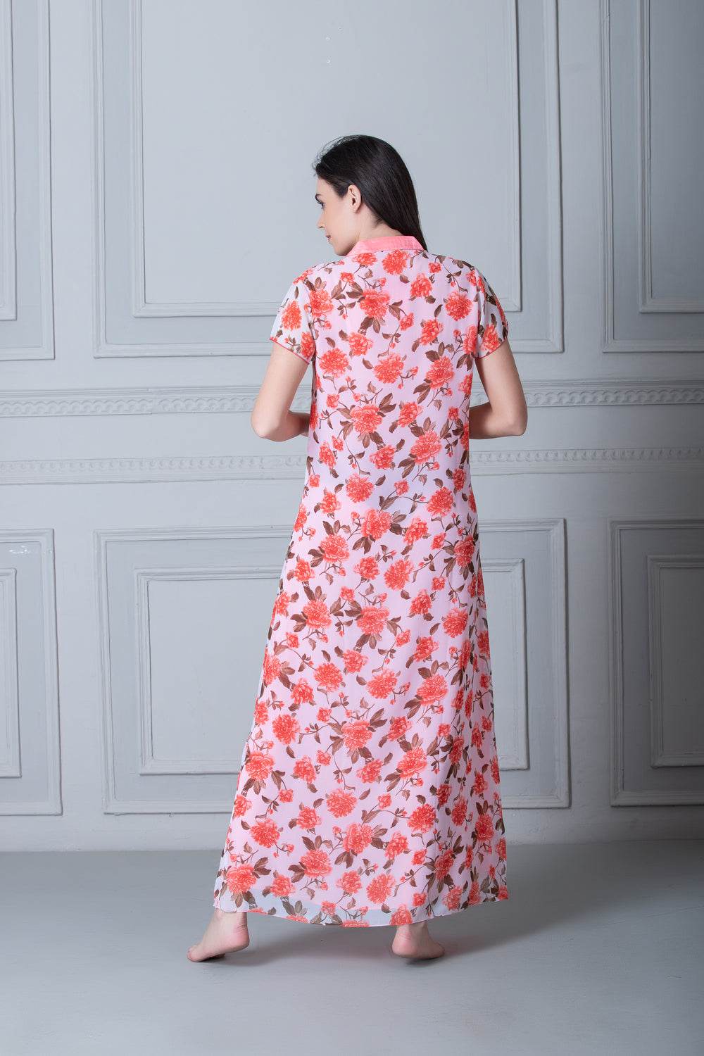 Printed Double chiffon Nighty Peach Private Lives