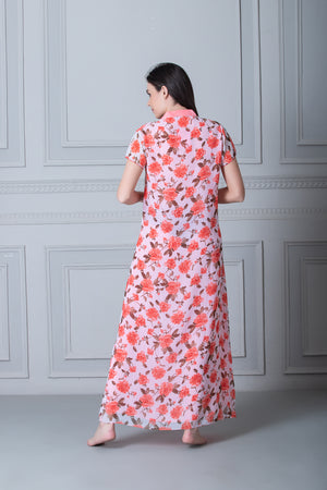 Printed Double chiffon Nighty Peach Private Lives