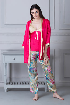 Satin Strap top, Printed Pj & Robe Private Lives