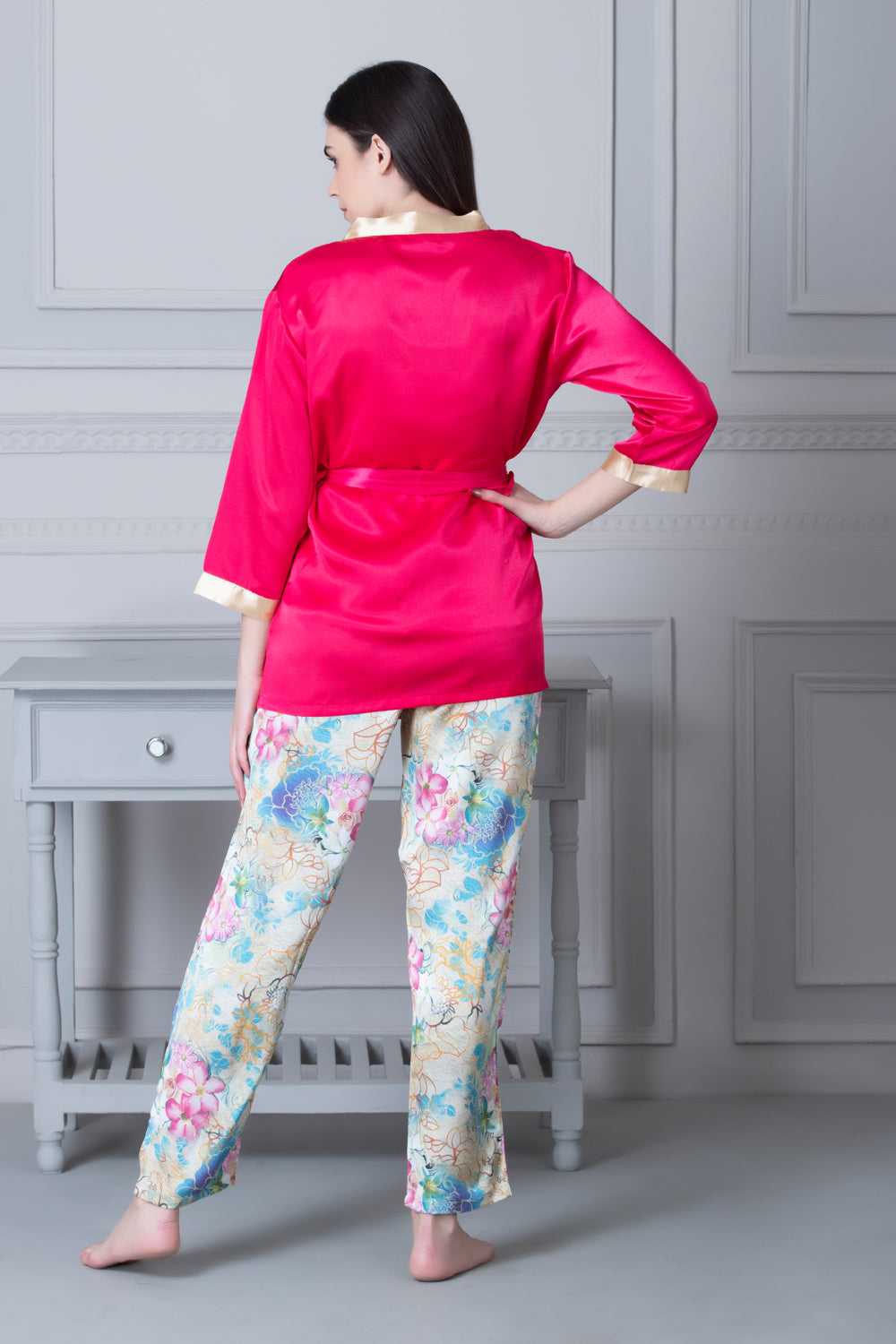 Satin Strap top, Printed Pj & Robe Private Lives