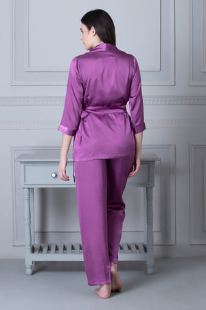 Satin Strap top, Pj & Robe Purple Private Lives