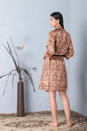 Leopard print short Satin Nightgown set Private Lives